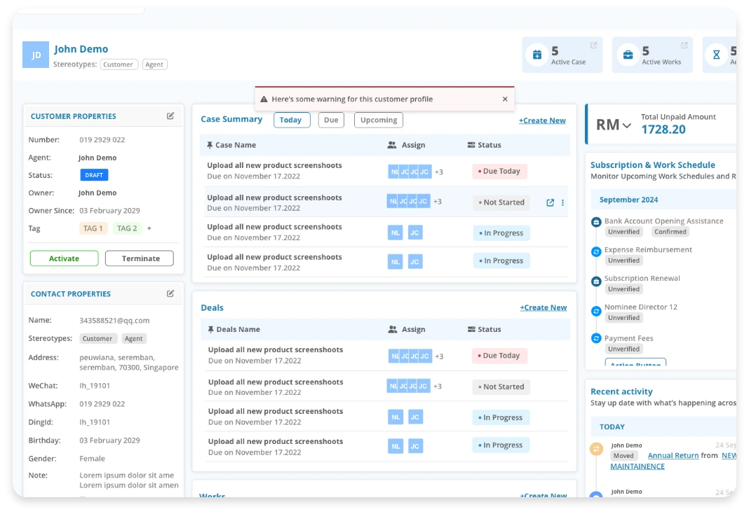 Client Case Management Dashboard