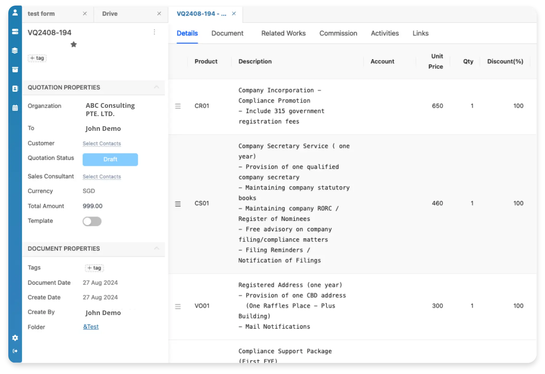 Case and Quotation Creation