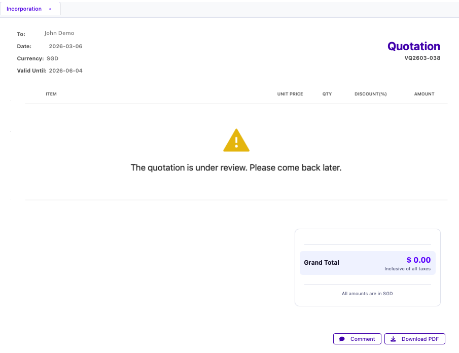 Quotation under review